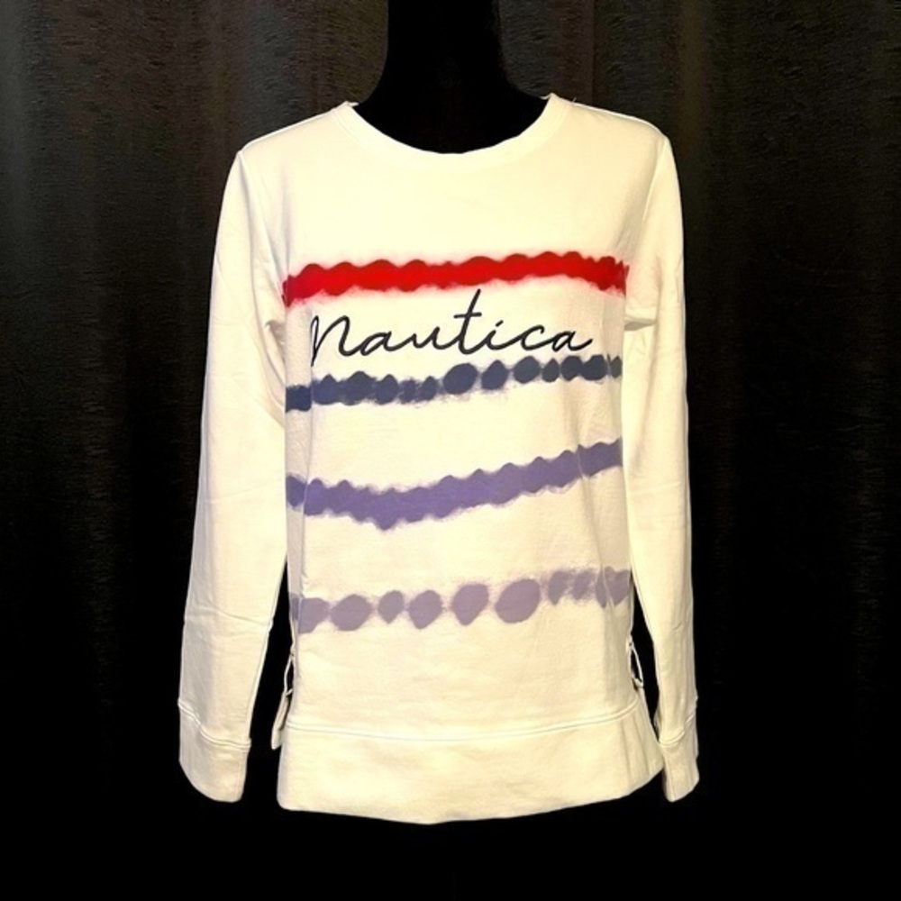 💚 Nautica women’s new with tags red white and blue sweatshirt size medium